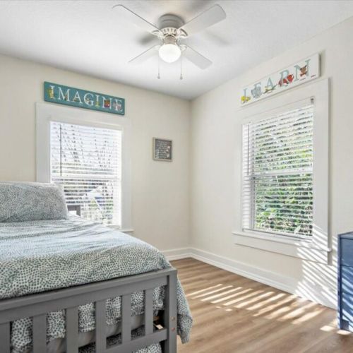 Guest bedroom 3 with a trundle bed that has two single mattresses